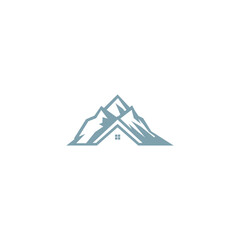 Wall Mural - Mountain House in blue logo Design Vector 