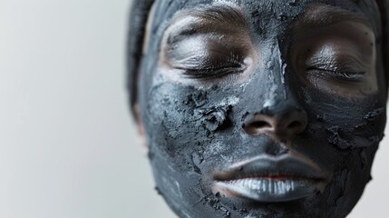 Poster - A close-up image of a person's face covered in mud, suitable for use in editorial or artistic contexts