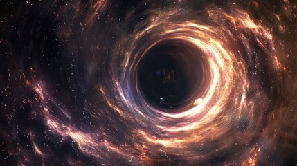 Poster - A black hole at the heart of a galaxy, with stars and space swirling around it