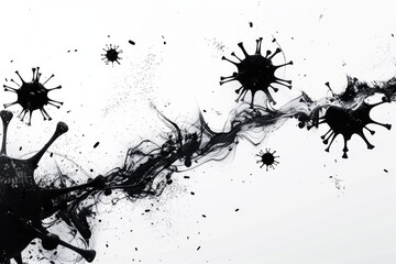 Poster - A close-up view of a virus particle in black and white
