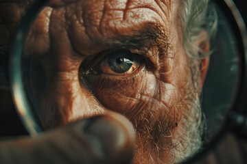 Aufkleber - A person examining something closely with a magnifying glass