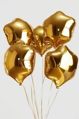 Poster - A bunch of shiny gold foil balloons tied to a stick, perfect for parties or celebrations