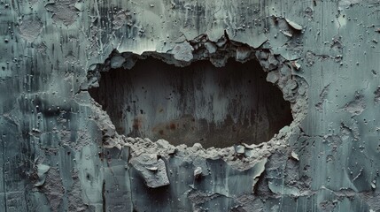 Poster - A worn-out metal wall with peeling paint, showing signs of aging and neglect