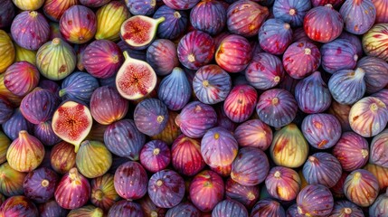 Wall Mural - Many fresh fig fruits closeup.