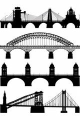Poster - Black silhouette images of various bridges