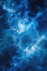 Poster - A close-up shot of blue smoke on a black background, ideal for use in designs or graphics where a subtle, mysterious atmosphere is desired