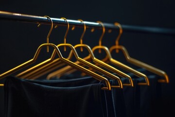 A row of clothes hanging on a rail, ready for wear or storage