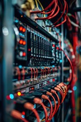 Poster - A close-up view of a collection of wires on a table or floor