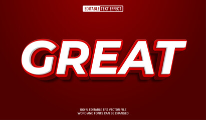 Aufkleber - Editable 3d text style effect - Red Bold Great text effect Template