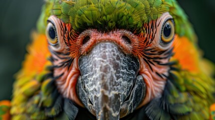 Close-Up Portrait of a Green-Winged Macaw