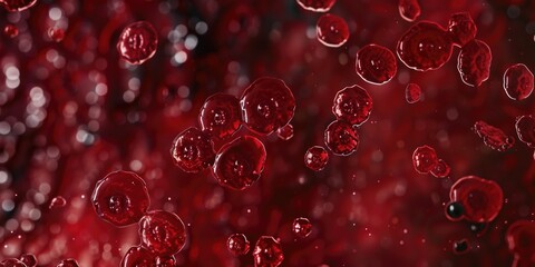 Poster - A group of red bubbles floating freely in mid-air