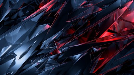 Canvas Print - Navy to black gradient with angular blue and red glass shards. background