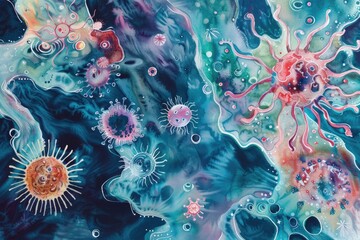 Poster - Jellyfish floating in the water, various species and colors