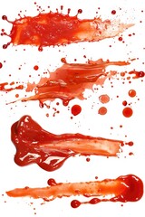 Aufkleber - A close-up shot of a white surface covered in vibrant red paint splatters