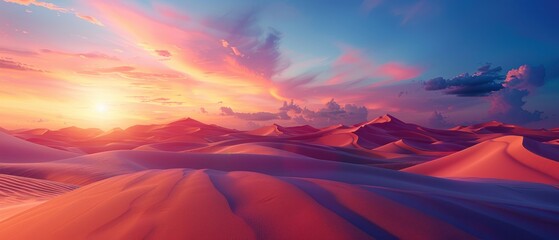 Wall Mural - Desert Sunset Landscape with Colorful Sky.