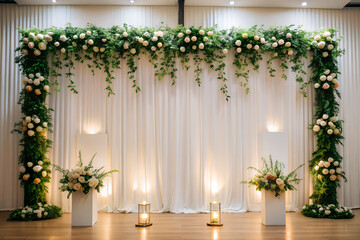 minimalist style of  backdrop for wedding, generative ai
