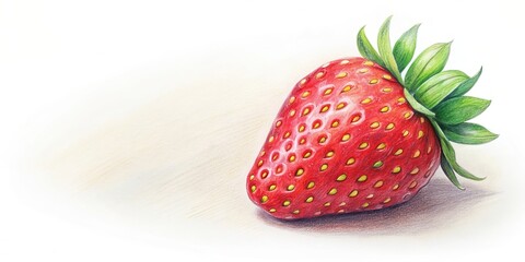 Poster - Hand-drawn of a strawberry , fruit, red, sweet, farm, fresh, organic, juicy, dessert, healthy, ripe, vibrant, plant