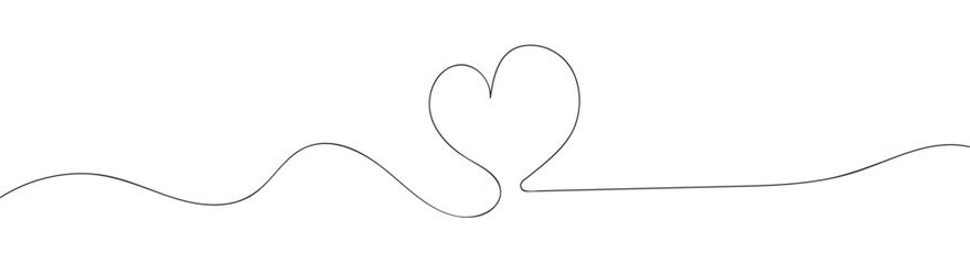 Heart continuous one line art drawing. Heart wavy line. Vector illustration isolated on white background. Hand-drawn heart.