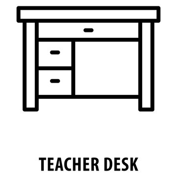 Teacher Desk Icon simple and easy to edit for your design elements