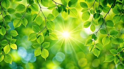 Wall Mural - Refreshing green foliage under the sun, fresh, green, foliage, sunlight, sunny, bright, nature, outdoors, summer, growth, lush