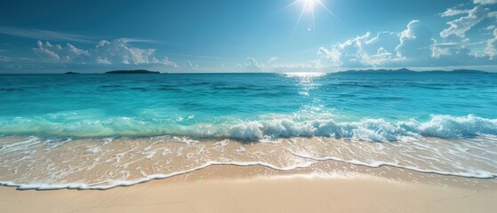 Wall Mural - Tropical Beach With Blue Water And White Sand.