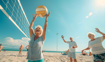 Elderly doing holiday activities happily and having fun.