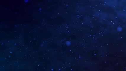 Poster - Abstract bokeh particles float slowly in the air on a dark background. Futuristic dot wave. Background of particle movement in dark clouds. Clouds in the sky. 3D rendering. 4k animation