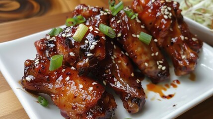 Wall Mural - barbecue chicken wings with white sesame AI generated