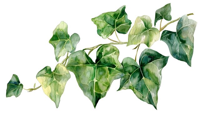 Watercolor of Ivy Leaf on White Background