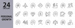© Alex - Personal Growth line icons set with Career, Professional, Rise, Goal, Progress, Success, Growth, Potential, Option, Motivation, Business, Idea, Focus, Result, Strategy and more. Editable Stroke