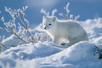 arctic fox in snowy