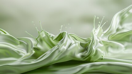 Wall Mural - light green liquid on the desktop, silk texture