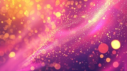 Radiant pink and gold background with luminous particles light trails and blur. background