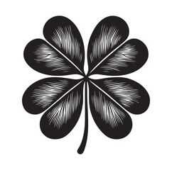 Wall Mural - Four leaf clover icon illustration Black icon isolated on white background silhouette