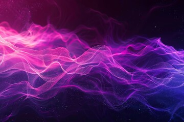 Wall Mural - A dark abstract background with waves of purple and pink light