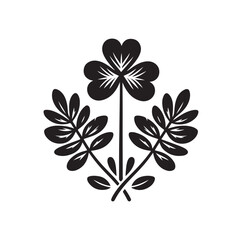 Wall Mural - Four leaf clover icon illustration Black icon isolated on white background silhouette