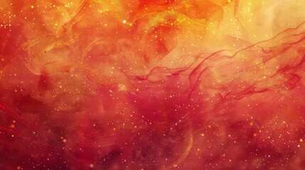 Wall Mural - Crimson and gold watercolor with bold lines and particles. background