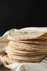 Wall Mural - Stack of tasty homemade tortillas on table