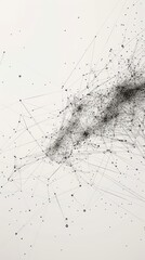 Wall Mural - Abstract visualization of interconnected dots and lines forming a complex network on a light background