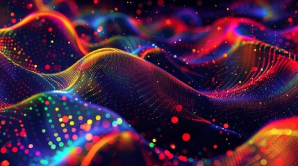 Canvas Print - Bold abstract wallpaper in neon colors glowing dots and carnival glitter. background