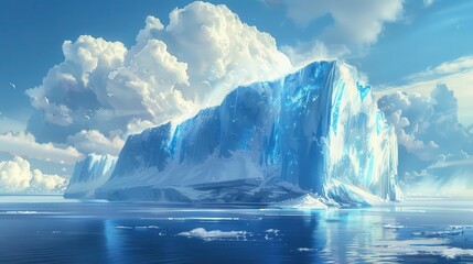 Wall Mural - frozen fortress majestic iceberg floating in vast ocean digital painting
