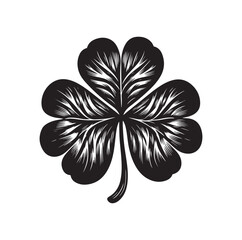 Wall Mural - Four leaf clover icon illustration Black icon isolated on white background silhouette