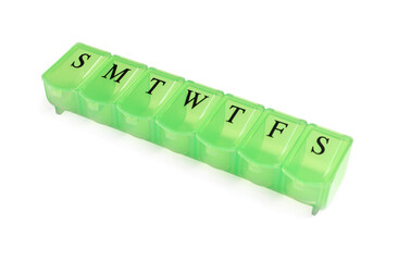 Wall Mural - One empty pill organizer isolated on white