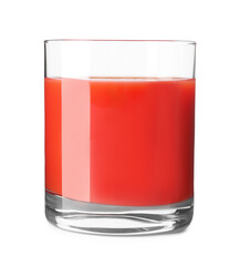Poster - Fresh tomato juice in glass isolated on white