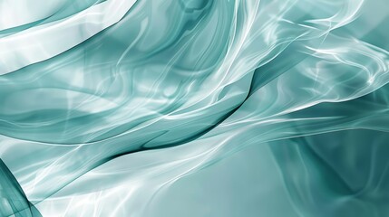 Canvas Print - Tranquil abstract background in teal steel grey white with liquid textures and delicate light