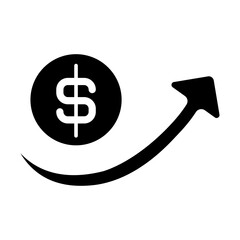 Sticker - dollar coin arrow increase glyph icon