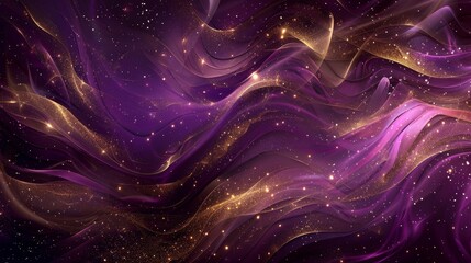 Violet and gold blend shimmering crescents flowing lines creating festive tranquility. background