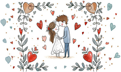 Wall Mural - wedding card cartoon illustrator