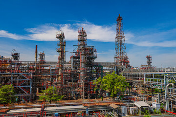 Poster - Oil​ refinery​ and​ plant and tower column of Petrochemistry industry in oil​ and​ gas​