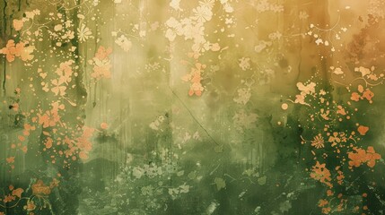 Wall Mural - Abstract chartreuse green and rose gold with cascading liquid textures background